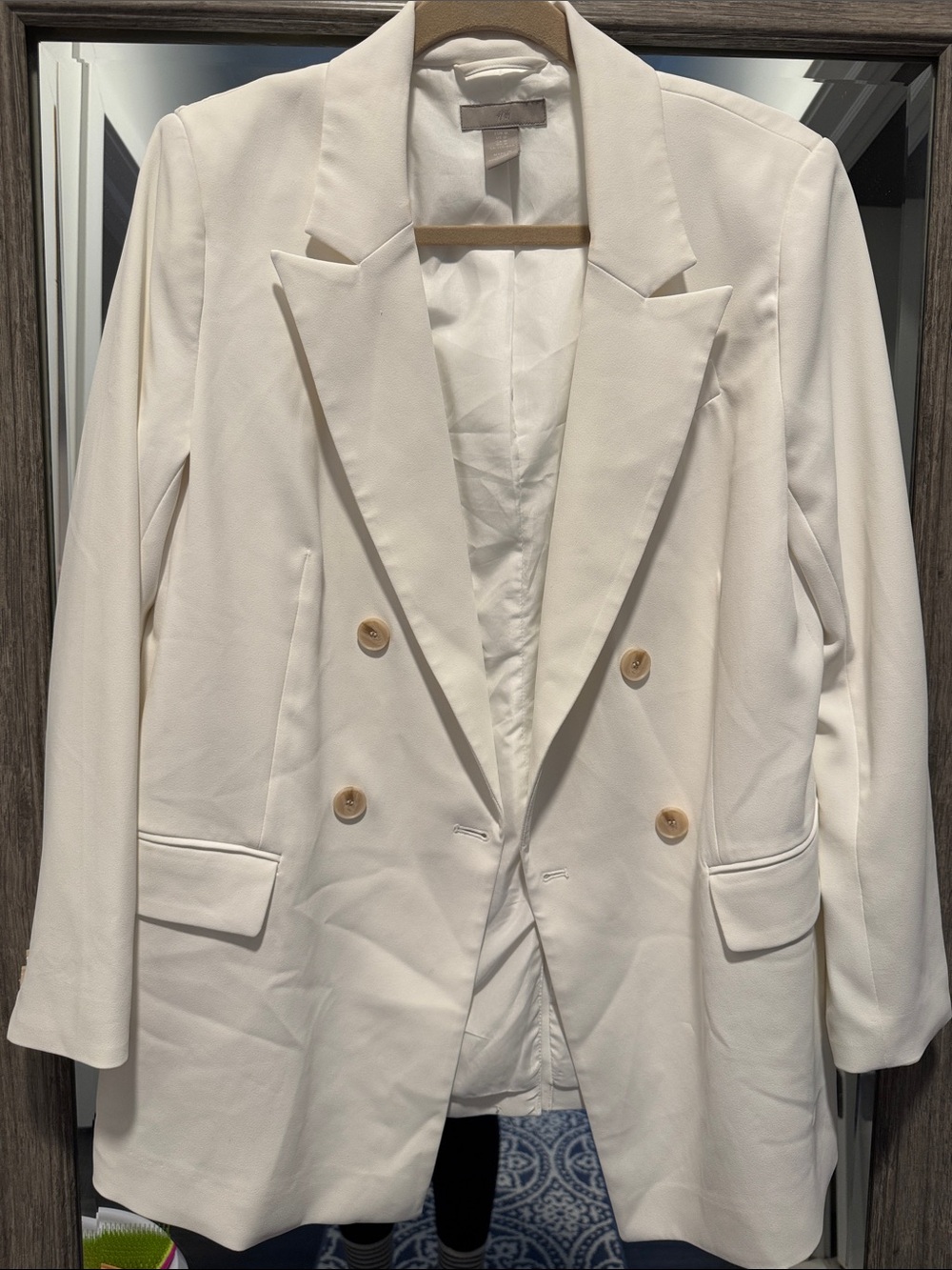 H&M Cream Double-Breasted Blazer